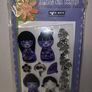 Hero Arts Clear Design Stamps Four Girls Flower Lantern Festival Scrapbook Craft